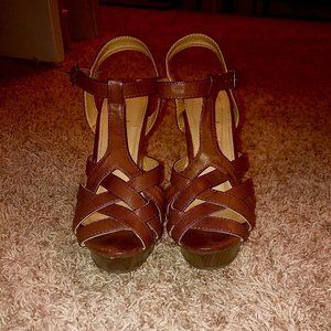 Brown Leather Wedge heeled Shoes!